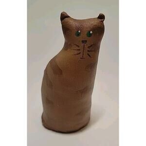 Vintage NICHOLAS STREET Signed Folk Art Oil Cloth Cat Kitty Primitive Original